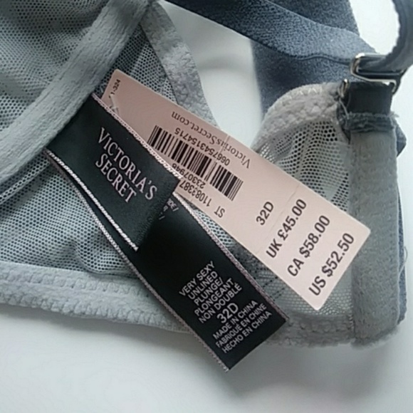 VS very sexy unlined plunge metallic lace bra 32D - Picture 2 of 5